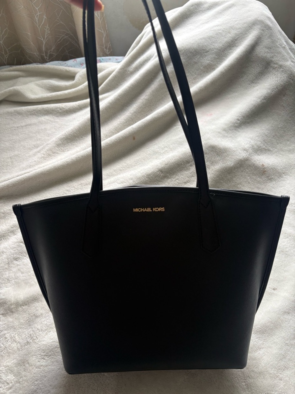 Michael Kors Black Saffiano Leather Tote with Gold Logo